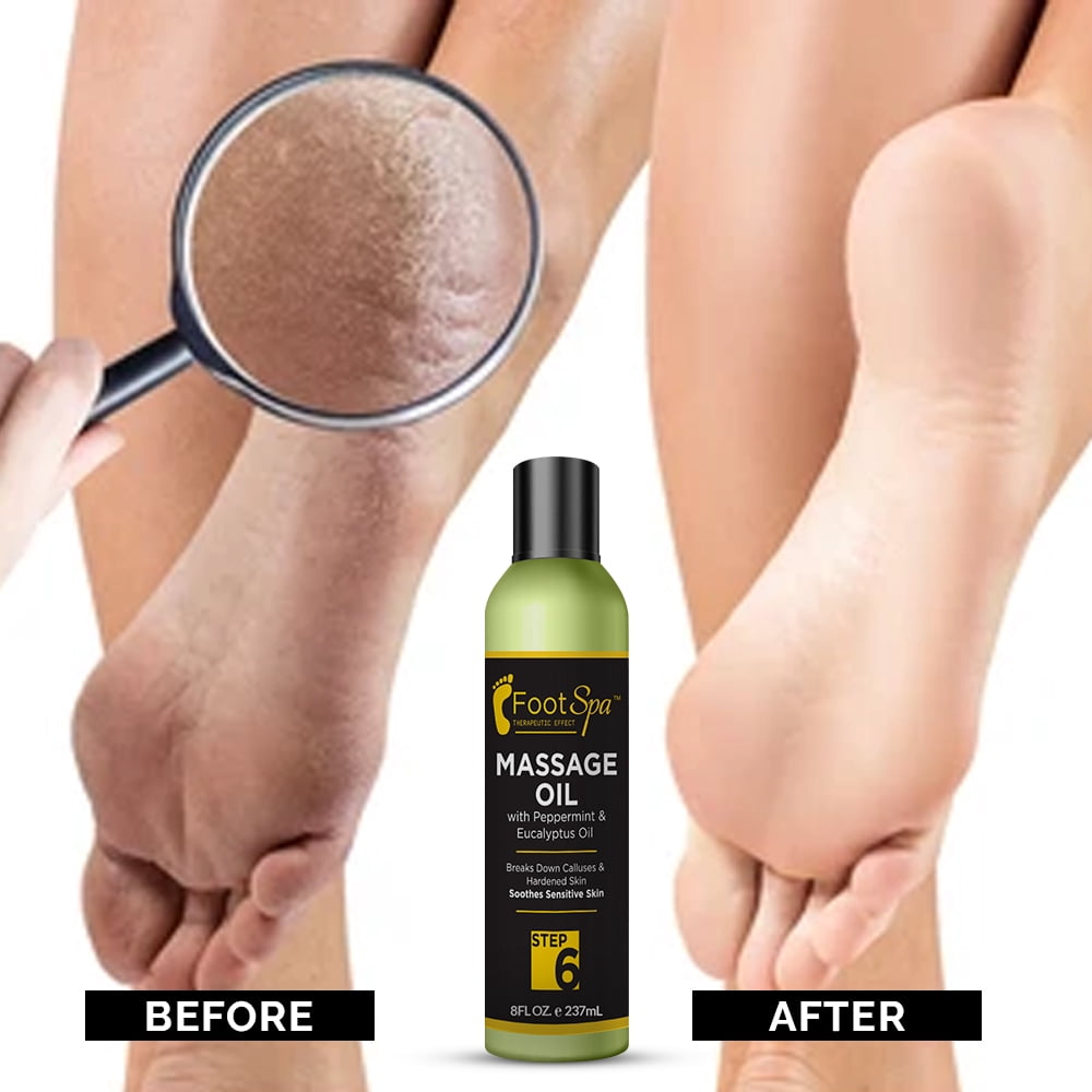 FOOT SPA - Professional Body Massage Oil, with Tea Tree, Pepper Mint, Eucalyptus Oil, 8 oz for Body, Hand, Foot