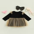 thumbnail image 3 of AMERTEER Bébé Fille Automne Robe Manches Longues Col Rond Lettre Impression Tulle Patchwork Princesse Robe avec Bandeau, 3 of 6