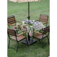 thumbnail image 3 of Outdoor Tablecloth with Umbrella Hole and Zipper, Spring Easter Square Table Cloth 60x60 Inch Waterproof Tablecloth, Purple Floral Summer Botanical Vintage Picnic Table Cover for Patio Camping, 3 of 7