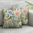 thumbnail image 3 of COMIO Vintage Floral Plant Pillow Covers Botanical Wildflowers Herbs Throw Pillow Covers Butterfly Pillow Covers Square Cushion Covers for Couch Home Sofa Bedroom Living Room, 3 of 5