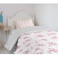 thumbnail image 4 of Ambesonne Eiffel Quilted Bedspread Set 2 Pcs, Springtime Polka Dots, Twin Size, Pale Pink Green White, 4 of 6