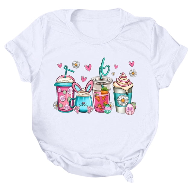 YDLCAFD Hauts à Manches Courtes pour Femmes Blouse Décontractée pour Femmes Chemises Imprimées Jour de Pâques Col Rond Tee-Shirt Manches Courtes Tunique Chemise Manches Longues Protection Solaire Femmes