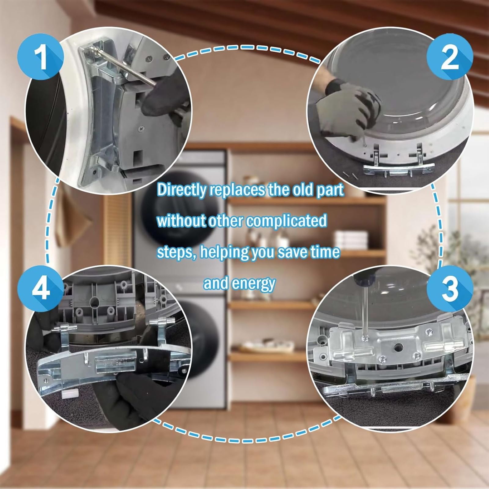 CSYANXING Washer Dryer Door Hinge Durable Metal Construction Smooth Operation Silver Tone Easy Laundry Loading & Unloading Appliance Part