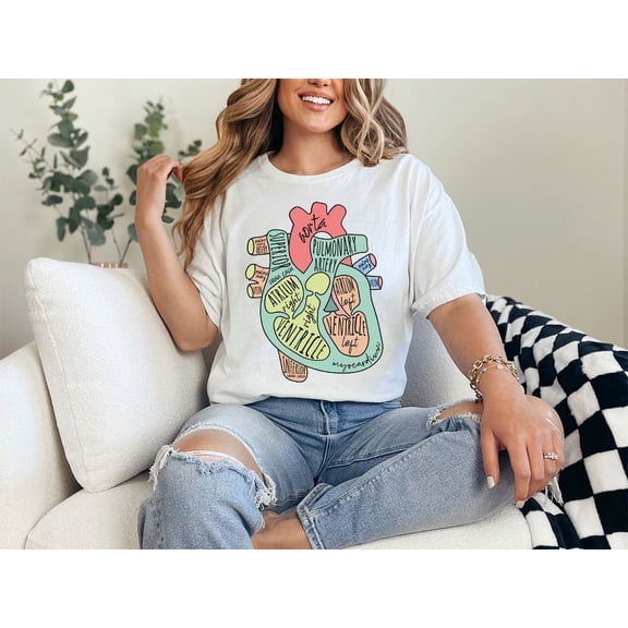 Anatomical Heart Shirt, Cardiology T-Shirt, ICU CVICU Nurse Tee, Heart Aorta T-Shirt, Nursing Student Anatomical Shirts All Size S-5Xl