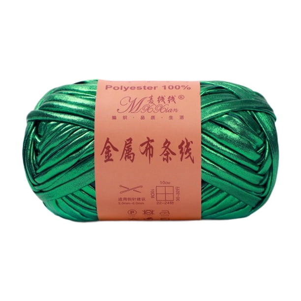 Hilo metálico brillante de 40 m y 100 g para tejer a mano, crochet, poliéster, grueso, para camisetas. Verde