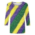 thumbnail image 5 of YOIAVAIOY Women Mardi Gras T Shirt 3/4 Sleeve Mask Graphic Tops Round Neck Casual Holiday Party Loose Fit Outfit Purple M, 5 of 5