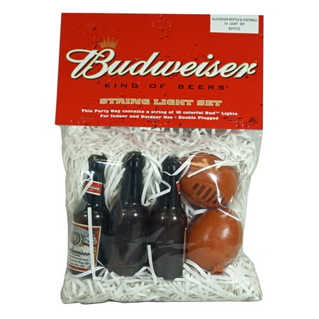 Budweiser Beer Bottle Football String Light Set - Party Bag contains 12 foot string of 10 bulbs with 10 fun covers