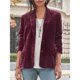 thumbnail image 2 of Chaqueta de Terciopelo para Mujer, Informal, con Solapa Abotonada, Larga, Cárdigan, Traje de Negocios, Abrigo con Bolsillos. Vino Tinto M, 2 of 3