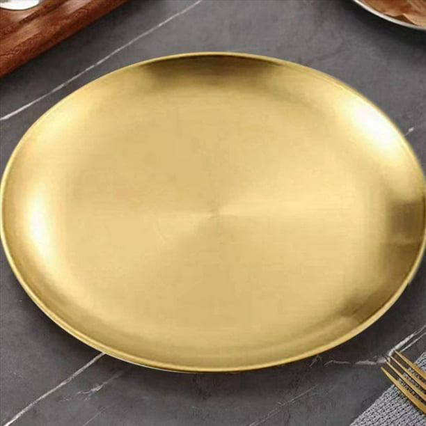 2X Redondo de Acero Inoxidable, Platos para Acampar, para Servir Comida Apilable A Prueba de Herrumbre, 17 cm