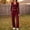Wine, variant on 2-Piece V-Neck Long Sleeve Sleepwear Pajama Set for Women Wide Leg Pants Soft Casual Travel Wear Pajamas