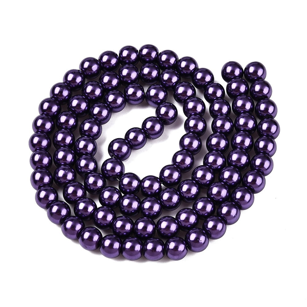 Baking Painted Pearlized Glass Pearl Round Bead Strands Indigo 6~7mm Hole: 1mm about 135~140pcs/strand 31.4 inch