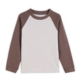 thumbnail image 5 of YDFCWXW Girls Long Sleeve Shirts Cotton Color Block Casual Tops Tees Crewneck Breathable Winter Outfits (Beige, 3-4 Years), 5 of 5