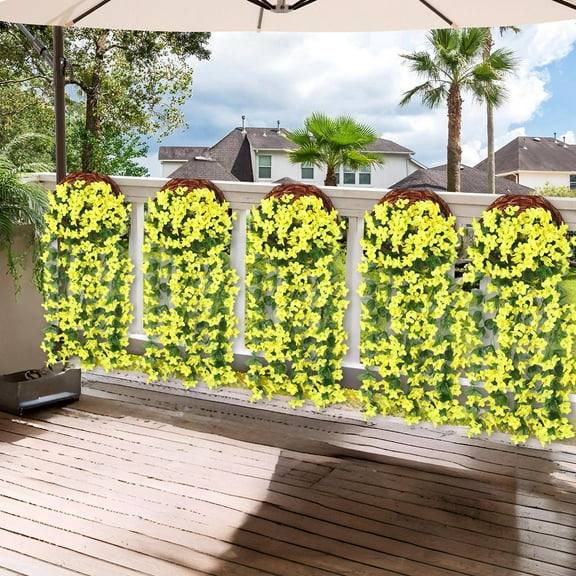 Gmogad Silk Wisteria Hanging Basket - 31.5'' Artificial Flower Garland, Realistic Fake Vines for Wedding Wall Decor, Indoor Outdoor Patio Balcony Decoration