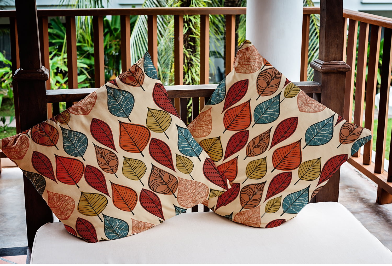 20" x 20" Simply Daisy Autumn Leaves Fall Polyester Indoor/Outdoor Pillow, Sienna Qty 1