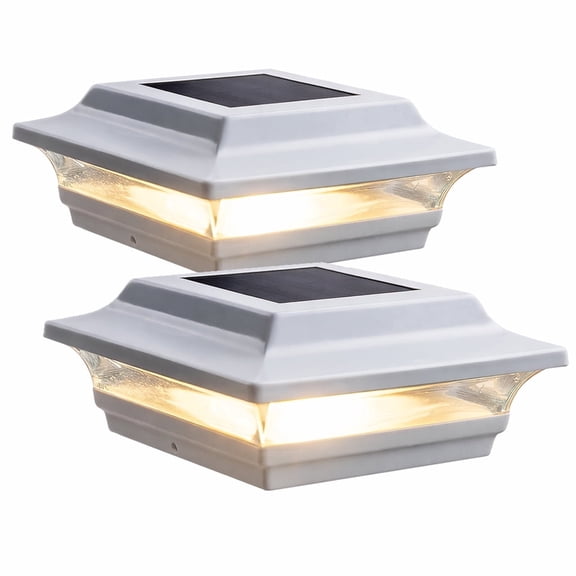 Classy Caps 4x4 Imperial Solar Post Cap - Fits 3.5"x3.5" and 4"x4" Posts - White Aluminum (Set of 2)