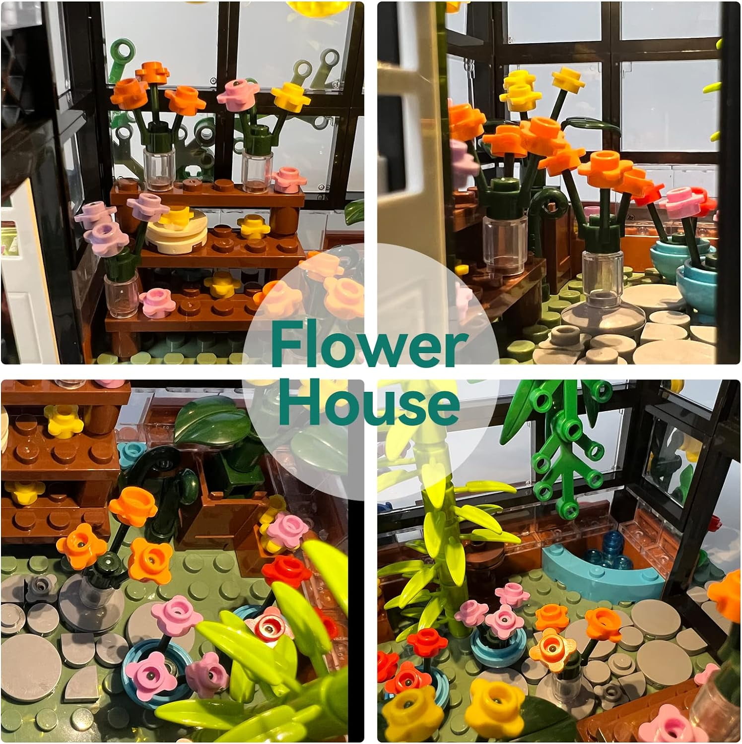 Flower House Building Set, Create Cozy House Toy Set Model Building Kit, Friends House with LED Lights Warmth Building Blocks Set, Friends House Sets for Girls Boys 6-12 (579 Pcs)