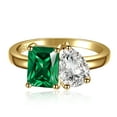 thumbnail image 2 of VAKKI Toi Et Moi Ring 925 Sterling Silver Women Emerald Engagement Ring 14K Gold Plated 1.5ct 6x8mm Double Stone Ring, 2 of 5