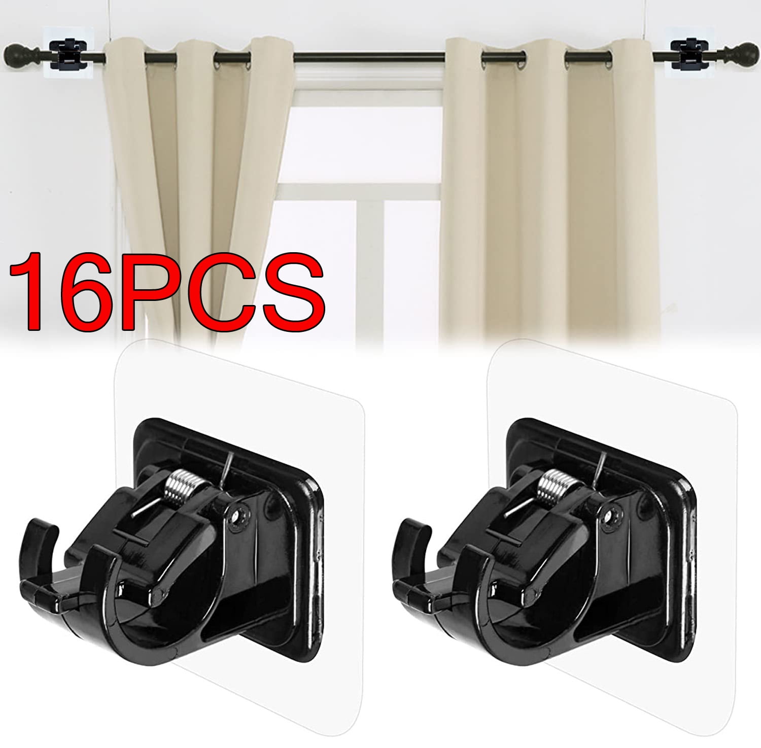 No Drilling Curtain Rod Bracket, Self Adhesive Curtain Rod Brackets