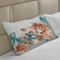 thumbnail image 2 of Tropical Knitted Quilt Pillowcover, Exotic Orchids Blossom Leaves on Blurred Background Floral Themed Modern Art, Standard King Size Pillow Cover for Bedroom, 30" x 20", Orange and Teal, by Ambesonne, 2 of 2