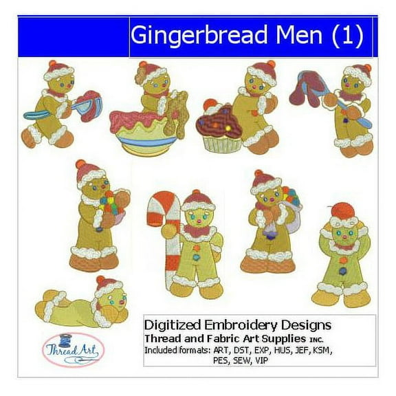 Gingerbread Men(1) Embroidery Designs - All Popular Formats Included - Loaded on USB Stick