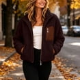 thumbnail image 6 of Karymi Womens Tops Stand Collar Full Zip Fleece Jacket, Color Block Contrast Pocket Long Sleeve Warm Coat with Side Pockets for Fall Winter Blouses for Women, 6 of 9