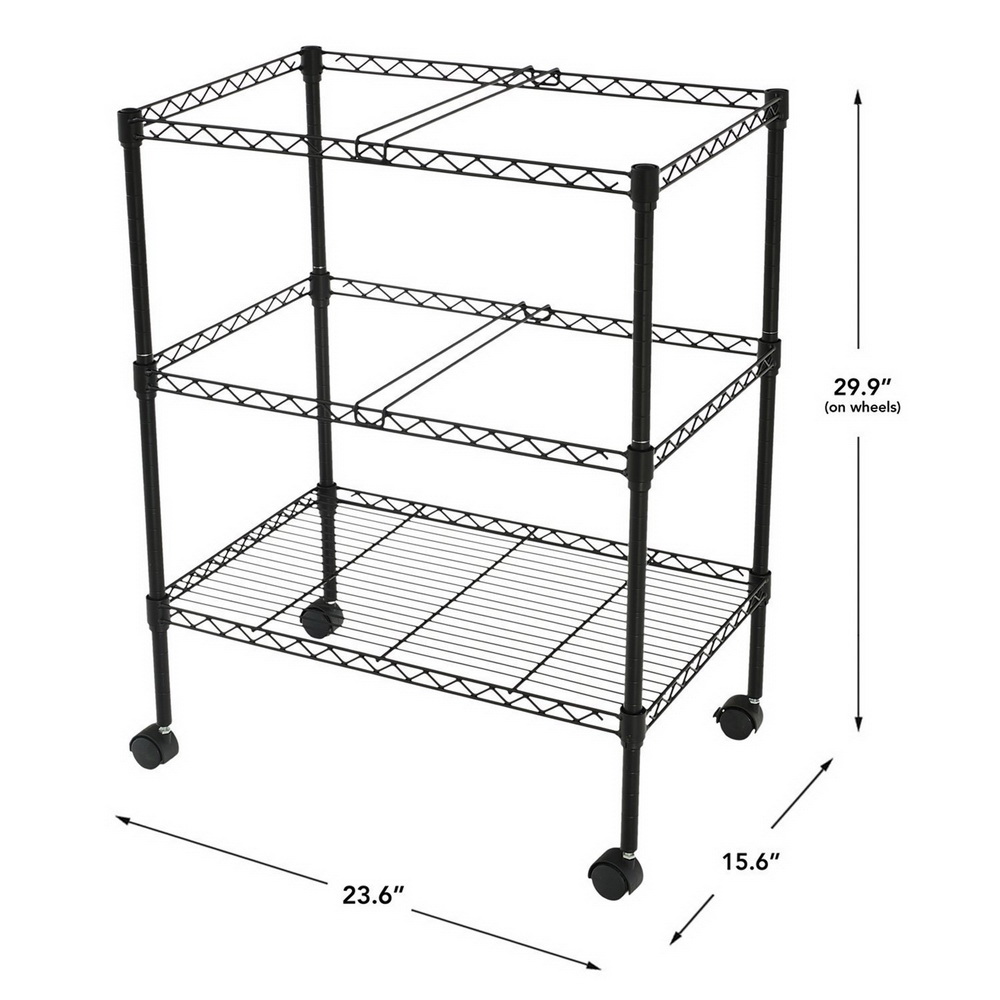 UBesGoo Portable 2 Tier Layer Metal Rolling Mobile File Cart 24 x 16 x