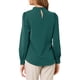 thumbnail image 3 of Blusa con cuello alto plisada de botón y abertura para mujer Inspire Chic 3XL verde profundo, 3 of 7