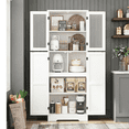 thumbnail image 3 of Homfa 67" Farmhouse Kitchen Pantry Storage Cabinet with Glass Doors, Freestanding Cupboard Storage Cabinet for Small Space, White, 3 of 8