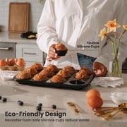 Thyme & Table 12-Cup Nonstick Muffin Pan with Reusable Silicone Baking Cups - Black