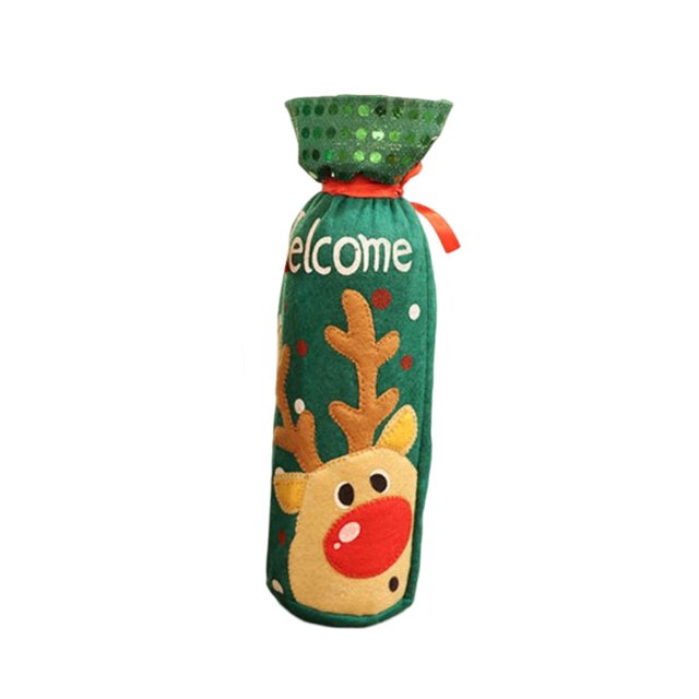 Toystoory Funda para botella de vino, manga de lentejuelas, muñeco de nieve, alce, botella de vino, ropa, bolsa de champán, fiesta, boda, Año Alce