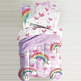 thumbnail image 3 of Dream Factory Unicorn Rainbow Twin 5 Piece Comforter Set, Polyester, Microfiber, Purple, Child, Female, 3 of 10