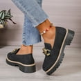 thumbnail image 4 of Miluxas Penny Loafers for Women Comfort Suede Platform Chunky Slip on Moccasin Shoes for Work, Causal Women's Lug Sole Loafers Black 7(39), 4 of 9