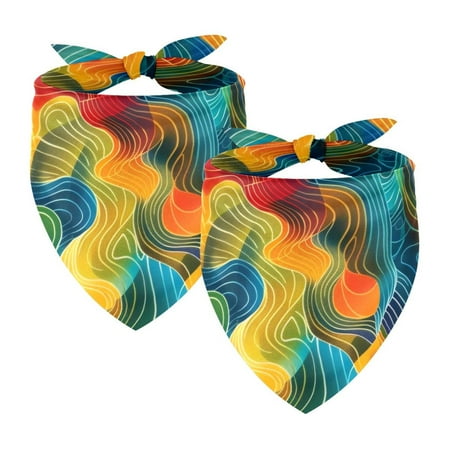 PhooArto Abstract Colorful Pattern Dog Bandanas 2 Pack Soft Washable Pet Scarf Triangle for Large Dogs Puppies and Cats
