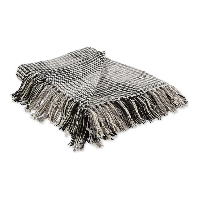 Design Imports CAMZ11397 Black & Grey Houndstooth Plaid Blanket Throw