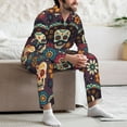 thumbnail image 7 of Sikiie Skulls and Flowers Mens Pajama Set, Soft Warm Long Sleeve Sleepwear, Cozy Button-Down Pjs for Men-XX-Large, 7 of 7