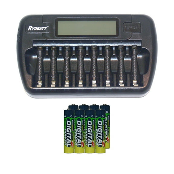 8 Bay AA / AAA LCD Battery Charger   8 AAA 1200 mAh AccuPower NiMH Batteries