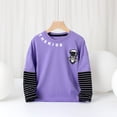 thumbnail image 1 of AAMILIFE Nouvelle Mode Garçons Faux Deux Pièces tops T-shirts Automne Bas Col Rond Chandails, 1 of 3