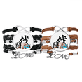 thumbnail image 1 of Happy Mood Pig Emotion Art Deco Fashion Bracelet Hand Strap Leather Rope Wristband Double Set, 1 of 3
