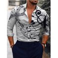 thumbnail image 1 of Camisa de hombre Camisa gráfica Texto Notas musicales Camisa de manga larga Estampada Botones Ropa de diseñador de moda Casual Transpirable, 1 of 6