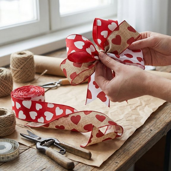 PAMINGONO 3 Rolls Decorative Craft Ribbon for Valentine’s Day Projects, Wrapping, Home Decor and Crafts