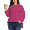 thumbnail image 7 of Cuteduck Women's Plus Size Waffle Knit Tops Henley Long Sleeve Fall Casual Shirts 1X-5X, 7 of 7