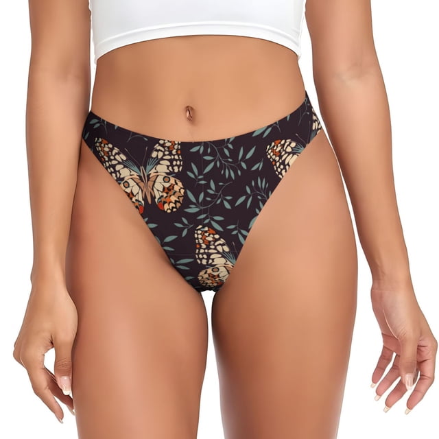 Balery Butterfly1 Tangas de Algodón para Mujer con Estampado – Ropa Interior Sexy, Transpirable, G-string-XX-Large