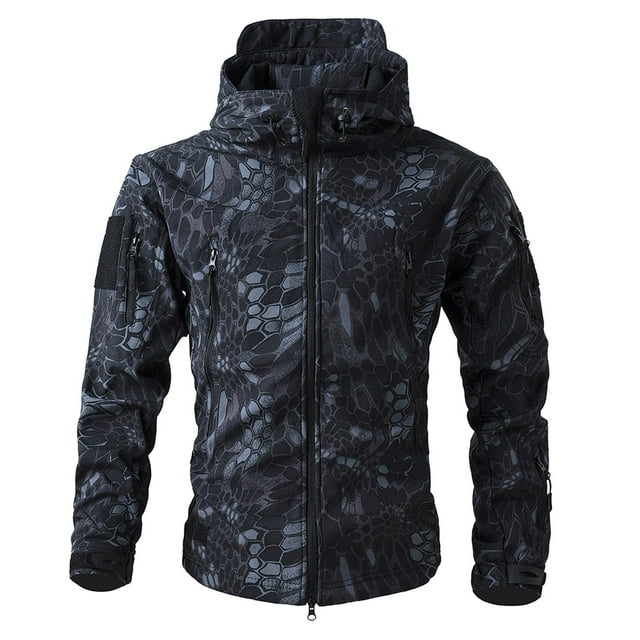 uikmnh Jackets For Men,Male Winter Skin Scratch Windproof Hooded MultiPocket Jacket,Size XL