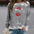 thumbnail image 2 of Bmisegm Chandail en Molleton Décontracté Sans Capuche à Manches Longues Col Rond Imprimé Tasse de Noël Mode Automne et Hiver pour Femmes Gris L, 2 of 4