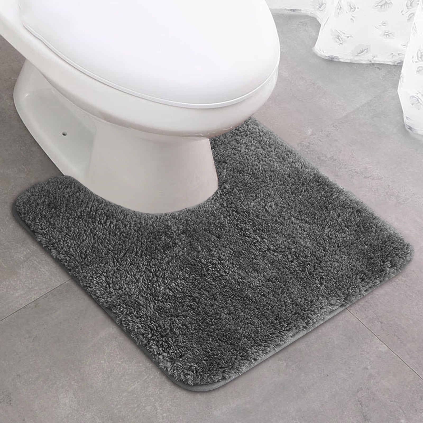 Generic Microfiber Bathroom Contour Rug (20x20, Brown) Shaggy Soft and Absorbent, Non Slip, Thick Plush, Machine Washable U Shape Toilet Rug for Bathroom