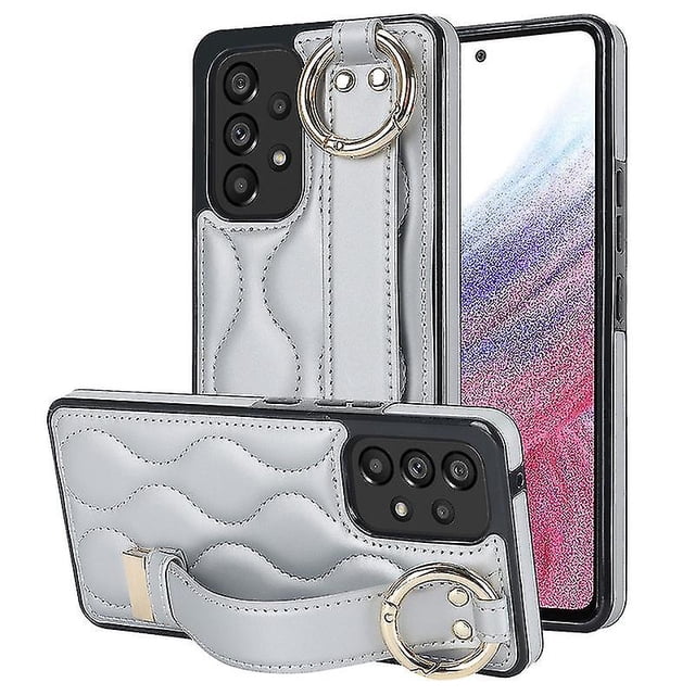 Funda de PU con anillo de cobertura total antideslizante para Samsung Galaxy A53 5g con pulsera