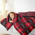 thumbnail image 4 of Homewish Fashion Checkered Plaid Bedding Comforter Set for Kids, Black Red Rectangle Square Twin Comforter Sets, Chic Buffalo Reversible Bedding Set, Super Cozy Room Decor, 2-Piece, 4 of 8
