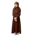 thumbnail image 1 of RXMEKW Ensemble de Robe Musulmane avec Châle pour Filles Manches Longues Col Rond Robe à Volants Tenue 2 Pcs Rose, 1 of 8