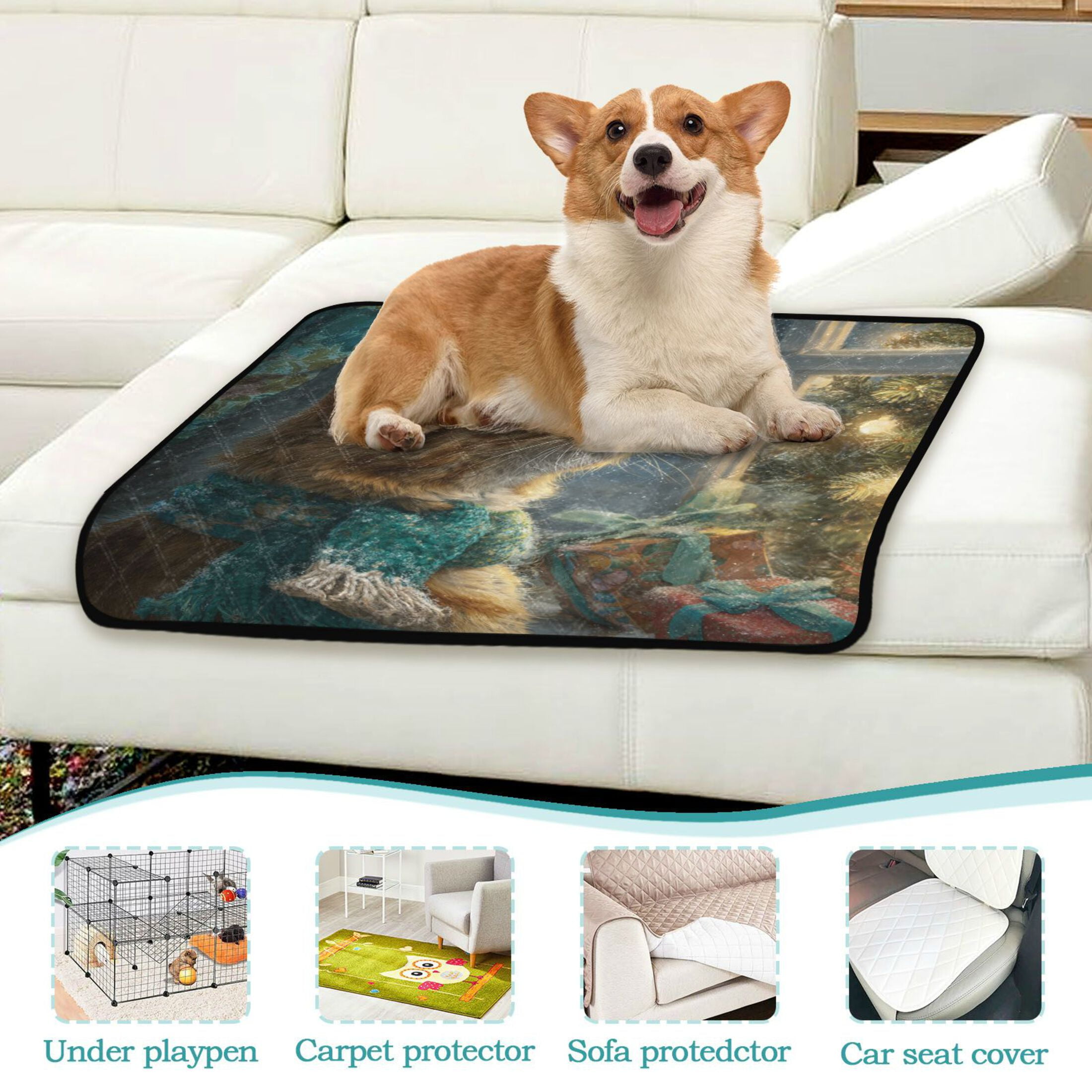 Qxltty Ginger Cat Cat litter Pads Pet Set of 2 Diaper Mats Center Anti-leakage Layer Absorbent Soft and Comfortable