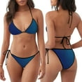 thumbnail image 3 of KLL teal blue Print Bikini Set for Women,String Two Piece Halter Top Triangle Bikini Set with Tie Side Bottom Sexy Swimsuit Bathing Suits, 3 of 5